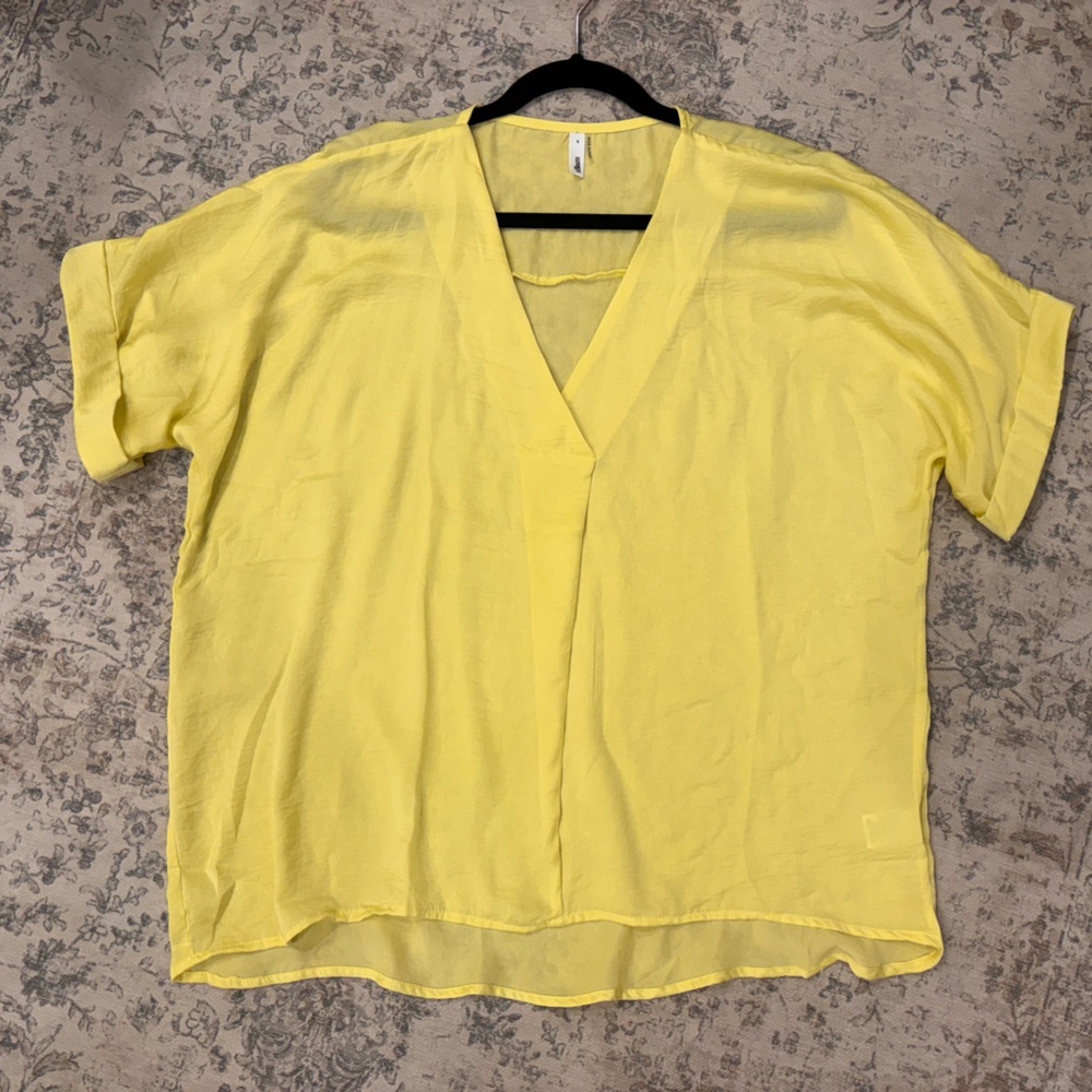 Glam Sunny Yellow V-Neck Blouse